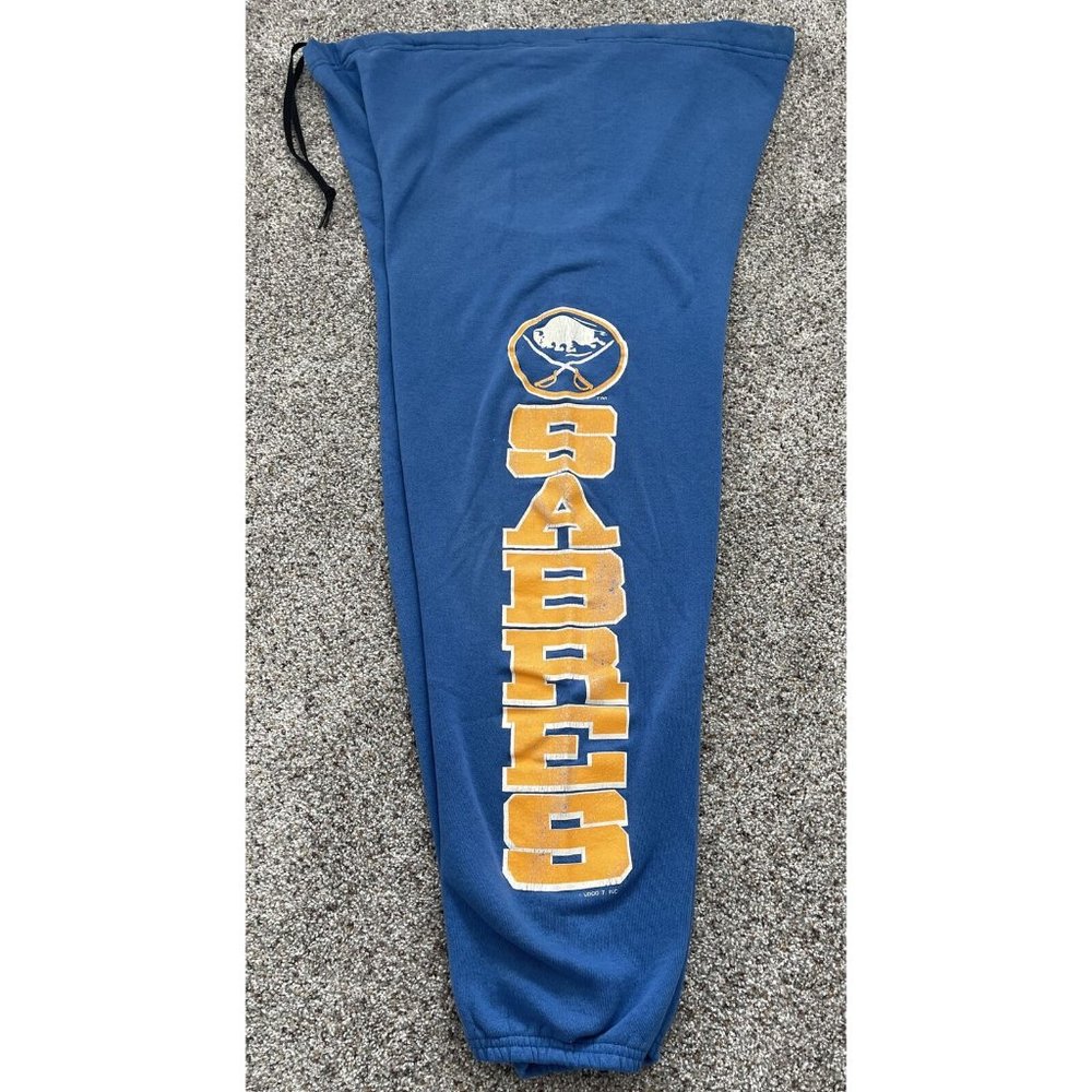 Vintage 90s Mens Large Buffalo Sabres NHL Hockey Logo 7 Drawstring Sweatpants